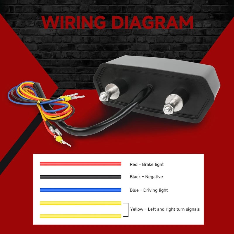 DREAMIZER LED Brake Tail Light with Turn Signals Sequential Motorcyle Taillight Compatible with Honda Grom MSX125 CBR650 CB650F CTX700N - Red Lens - Image 5